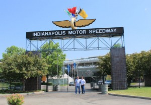 Me and Patrick at the Indianapolis Motor Speedway entrance gate